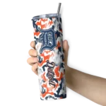 customized detroit tigers claw marks navy white skinny tumbler best selling.webp