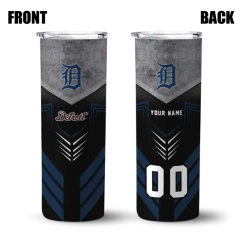 customized detroit tigers hexagon honeycomb navy black skinny tumbler fashion forward.webp