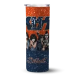 customized detroit tigers kiss band orange skinny tumbler best selling.webp