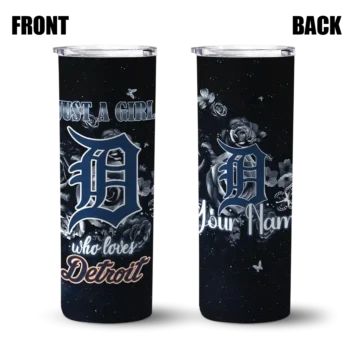 customized detroit tigers rose romance navy black skinny tumbler fashion forward.webp