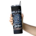 customized detroit tigers rose romance navy black skinny tumbler best selling.webp