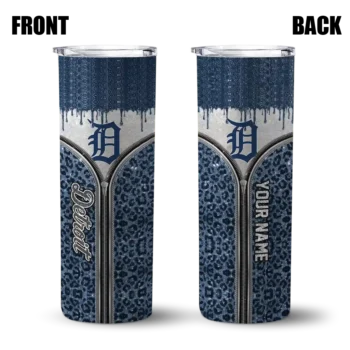 customized detroit tigers sparkle drip navy skinny tumbler fashion forward.webp