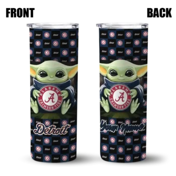 customized detroit tigers yoda cozy navy black skinny tumbler fashion forward.webp