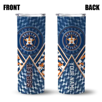 customized houston astros monogram burst blue white skinny tumbler fashion forward.webp