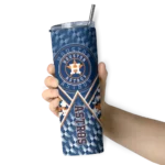 customized houston astros monogram burst blue white skinny tumbler best selling.webp