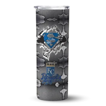 customized kansas city royals chevron v royal blue gray skinny tumbler best selling.webp