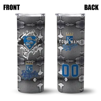 customized kansas city royals chevron v royal blue gray skinny tumbler fashion forward.webp
