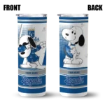 customized kansas city royals snoopy dog royal blue white skinny tumbler best selling.webp
