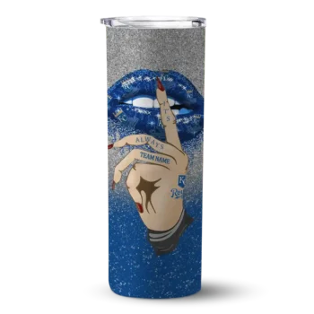 customized kansas city royals sparkle lips royal blue skinny tumbler best selling.webp