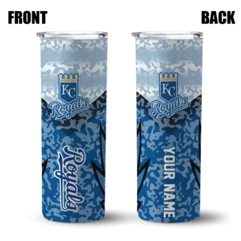 customized kansas city royals spiral burst print royal blue skinny tumbler fashion forward.webp