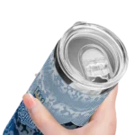 customized kansas city royals spiral burst print royal blue skinny tumbler best selling.webp