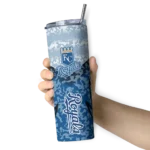 customized kansas city royals spiral burst print royal blue skinny tumbler best selling.webp