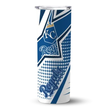 customized kansas city royals web stripes royal blue white skinny tumbler best selling.webp
