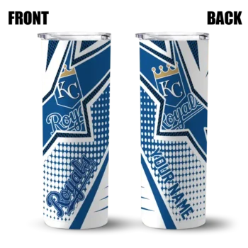 customized kansas city royals web stripes royal blue white skinny tumbler fashion forward.webp