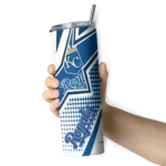 customized kansas city royals web stripes royal blue white skinny tumbler best selling.webp