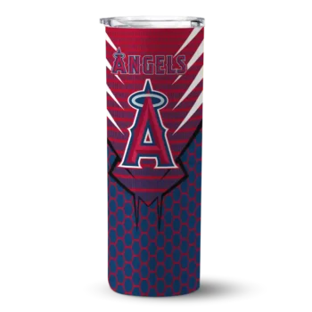customized los angeles angels chevron stripes blue skinny tumbler best selling.webp