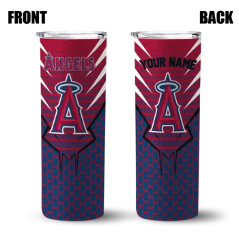 customized los angeles angels chevron stripes blue skinny tumbler fashion forward.webp