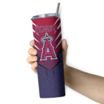 customized los angeles angels chevron stripes blue skinny tumbler best selling.webp