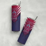 customized los angeles angels chevron stripes blue skinny tumbler best selling.webp