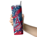 customized los angeles angels helmet clash blue skinny tumbler best selling.webp