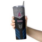 customized los angeles angels hexagon honeycomb blue black skinny tumbler best selling.webp