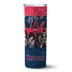 customized los angeles angels kiss band red skinny tumbler best selling.webp
