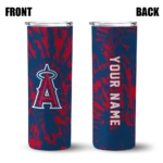 customized los angeles angels metallic grid blue skinny tumbler best selling.webp