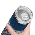 customized los angeles angels sparkle drip blue skinny tumbler best selling.webp