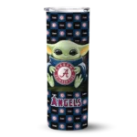 customized los angeles angels yoda cozy blue black skinny tumbler best selling.webp