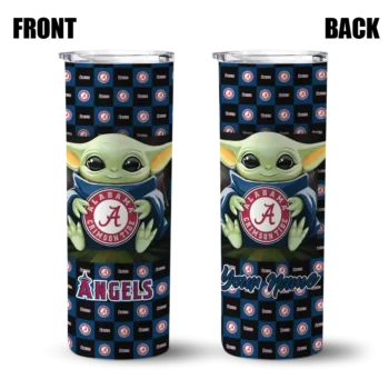 customized los angeles angels yoda cozy blue black skinny tumbler fashion forward.webp