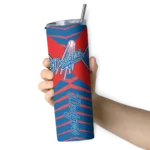 customized los angeles dodgers camo texture blue skinny tumbler best selling.webp