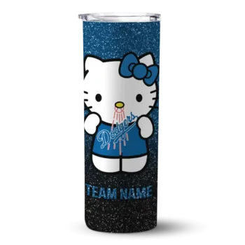 customized los angeles dodgers hello kitty blue black skinny tumbler best selling.webp