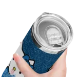 customized los angeles dodgers hello kitty blue black skinny tumbler best selling.webp