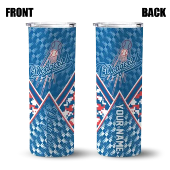 customized los angeles dodgers monogram burst blue white skinny tumbler fashion forward.webp