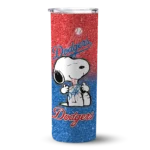 customized los angeles dodgers snoopy attitude blue skinny tumbler best selling.webp