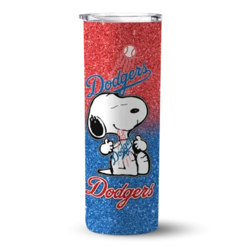 customized los angeles dodgers snoopy attitude blue skinny tumbler best selling.webp