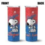 customized los angeles dodgers snoopy attitude blue skinny tumbler best selling.webp