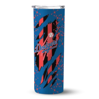 customized los angeles dodgers star pop blue black skinny tumbler best selling.webp