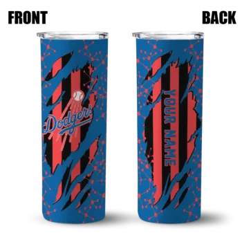 customized los angeles dodgers star pop blue black skinny tumbler fashion forward.webp