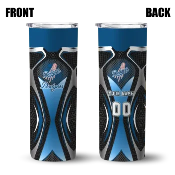 customized los angeles dodgers superman emblem blue black skinny tumbler fashion forward.webp