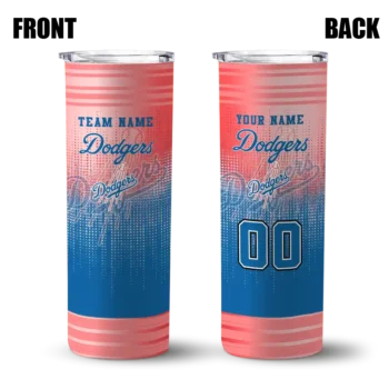 customized los angeles dodgers swirl texture blue skinny tumbler fashion forward.webp