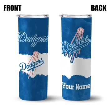 customized los angeles dodgers torn band blue white skinny tumbler fashion forward.webp