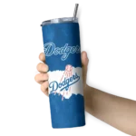 customized los angeles dodgers torn band blue white skinny tumbler best selling.webp