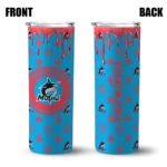 customized miami marlins camo streak blue skinny tumbler best selling.webp