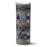 customized miami marlins chevron v blue gray skinny tumbler best selling.webp