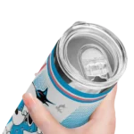 customized miami marlins snoopy dog blue white skinny tumbler best selling.webp