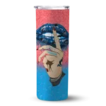 customized miami marlins sparkle lips blue skinny tumbler best selling.webp