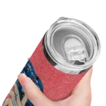 customized miami marlins sparkle lips blue skinny tumbler best selling.webp