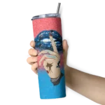 customized miami marlins sparkle lips blue skinny tumbler best selling.webp