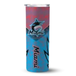 customized miami marlins spiral burst print blue skinny tumbler best selling.webp